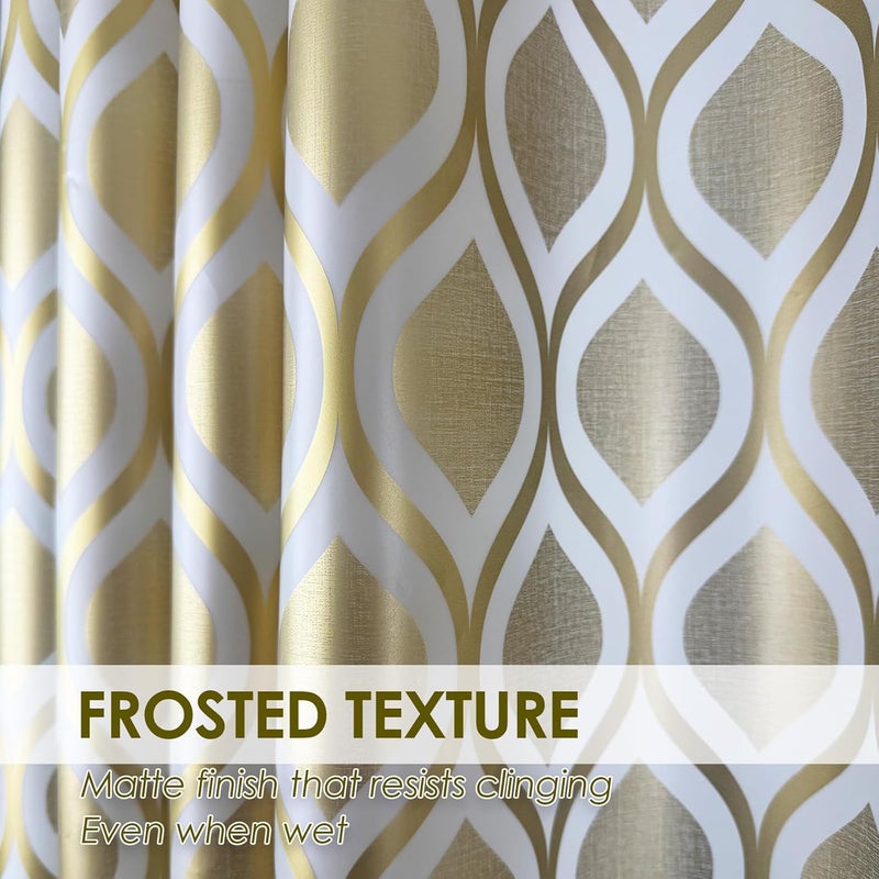TRIMENGO Plastic Shower Curtain Liner, Gold Striped Pattern, Waterproof Printed PEVA Shower Curtain with Design, Rustproof Grommets, Standard Size 70x72 Bathtub Curtain for Bathroom (Pack of 1) - Image 2
